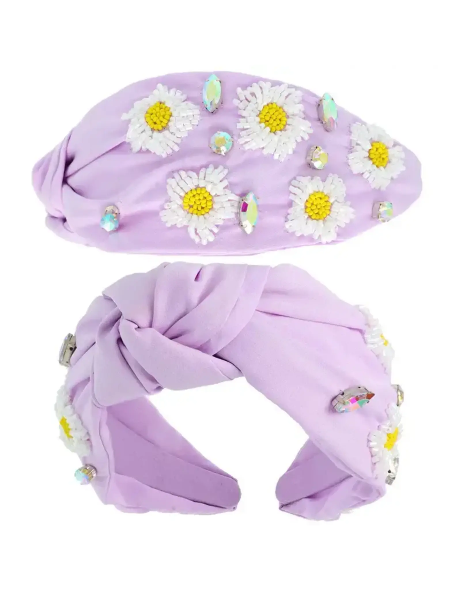 Floral Beaded Jeweled Headband Lavender