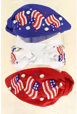 Patriotic USA Flag Jeweled Beaded Headband: