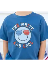 Sweet Wink- Red, White & Cool Patriotic Smiley S/S Indigo TShirt