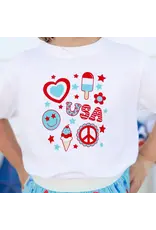 Sweet Wink- 4th of July Doodle S/S White TShirt