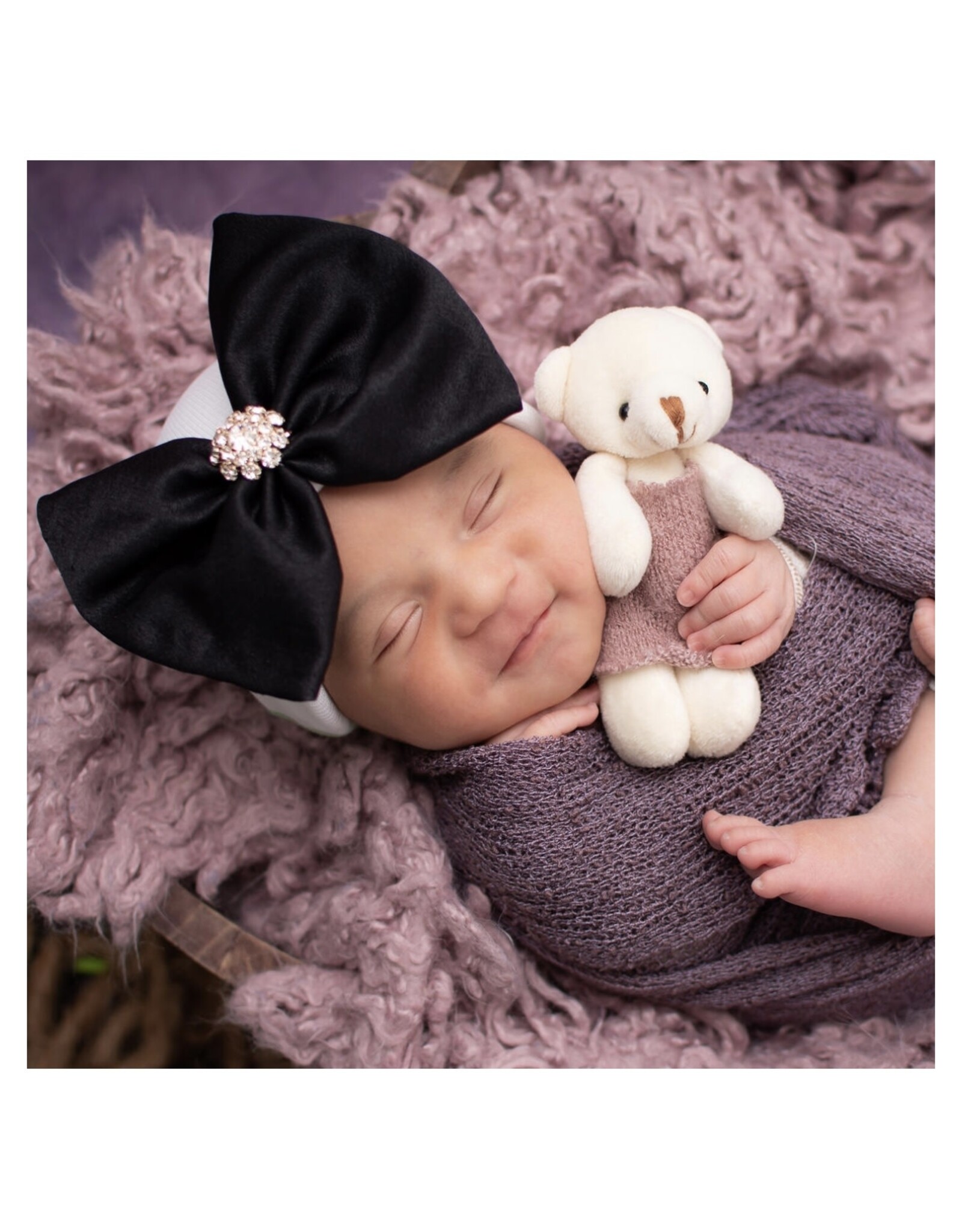 ILYBEAN Ilybean- Black Silk Bow Beanie