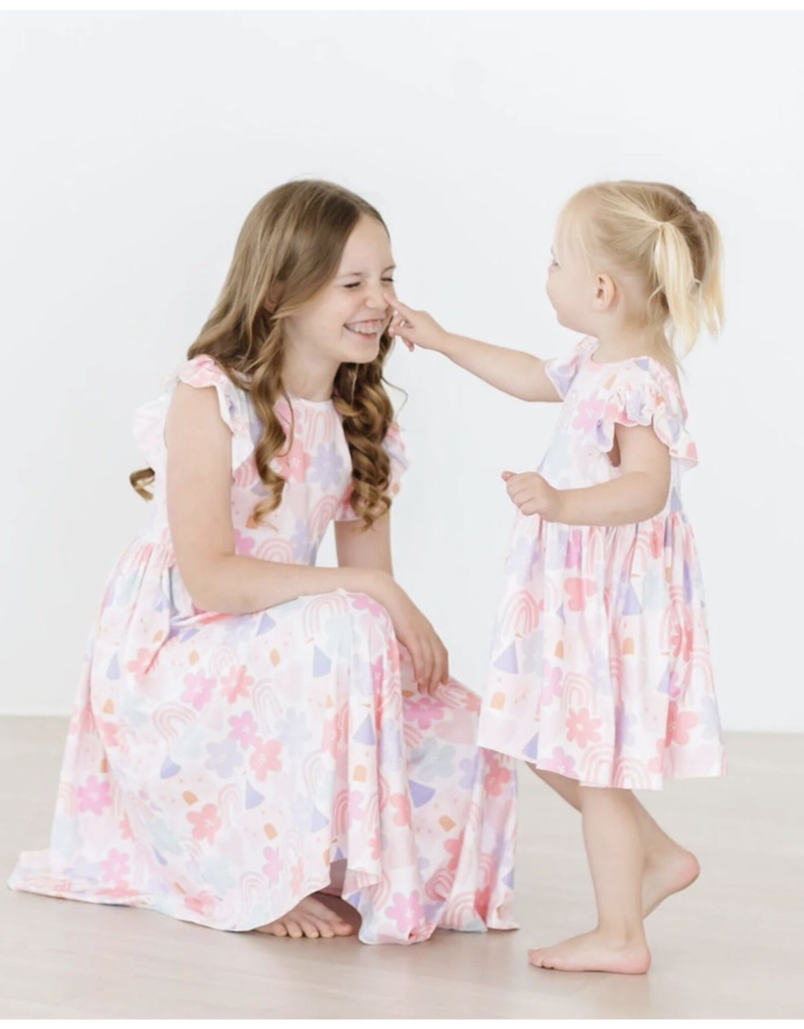 Mila & Rose Mila & Rose- Castles & Rainbows Flutter Sleeve Twirl Dress