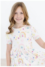 Mila & Rose Mila & Rose- Watercolor Rainbows S/S Pocket Twirl Dress