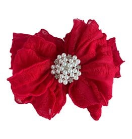 In Awe - Bright Red Headband with Pearl