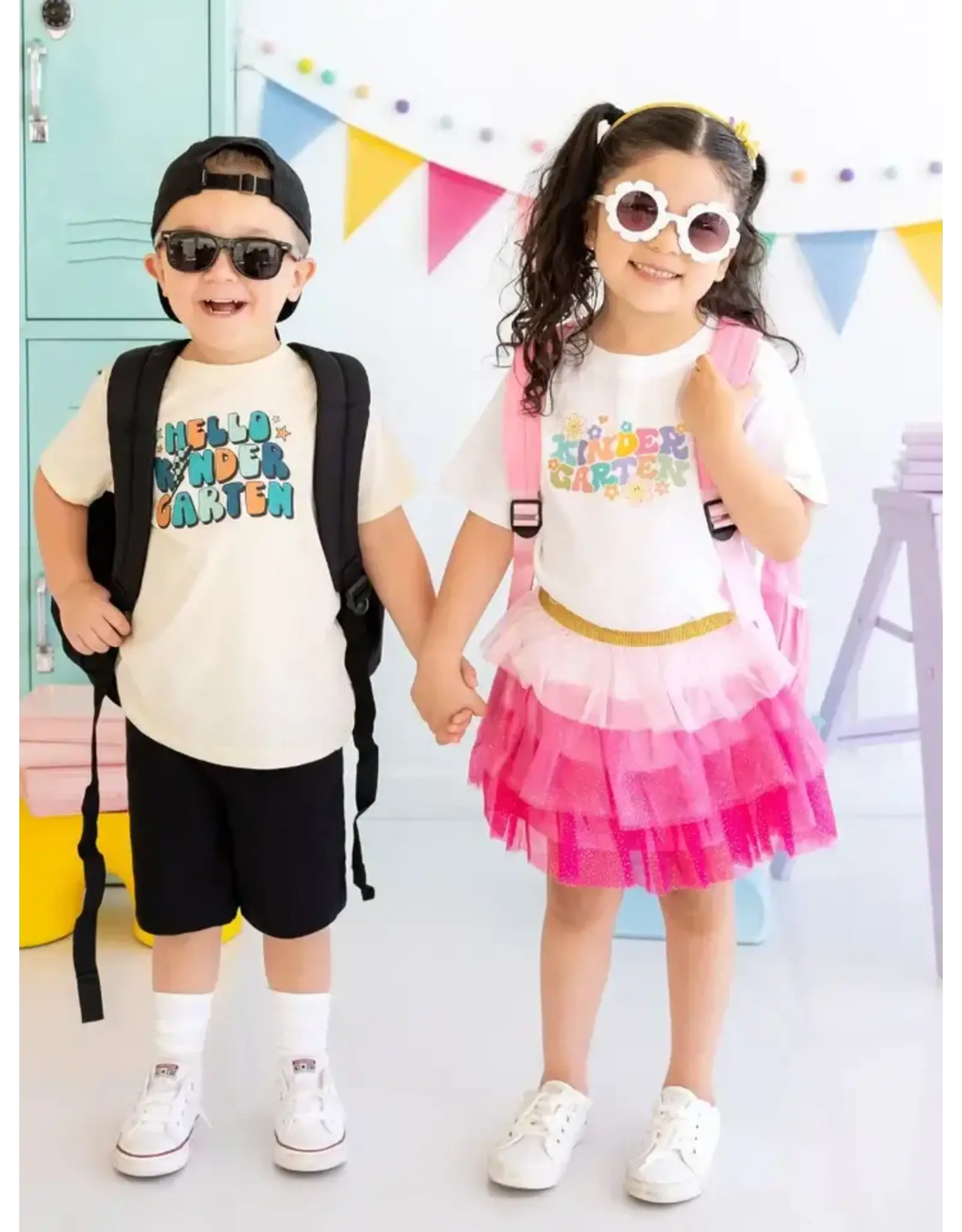 Sweet Wink- Hello Kindergarten Shirt: Natural