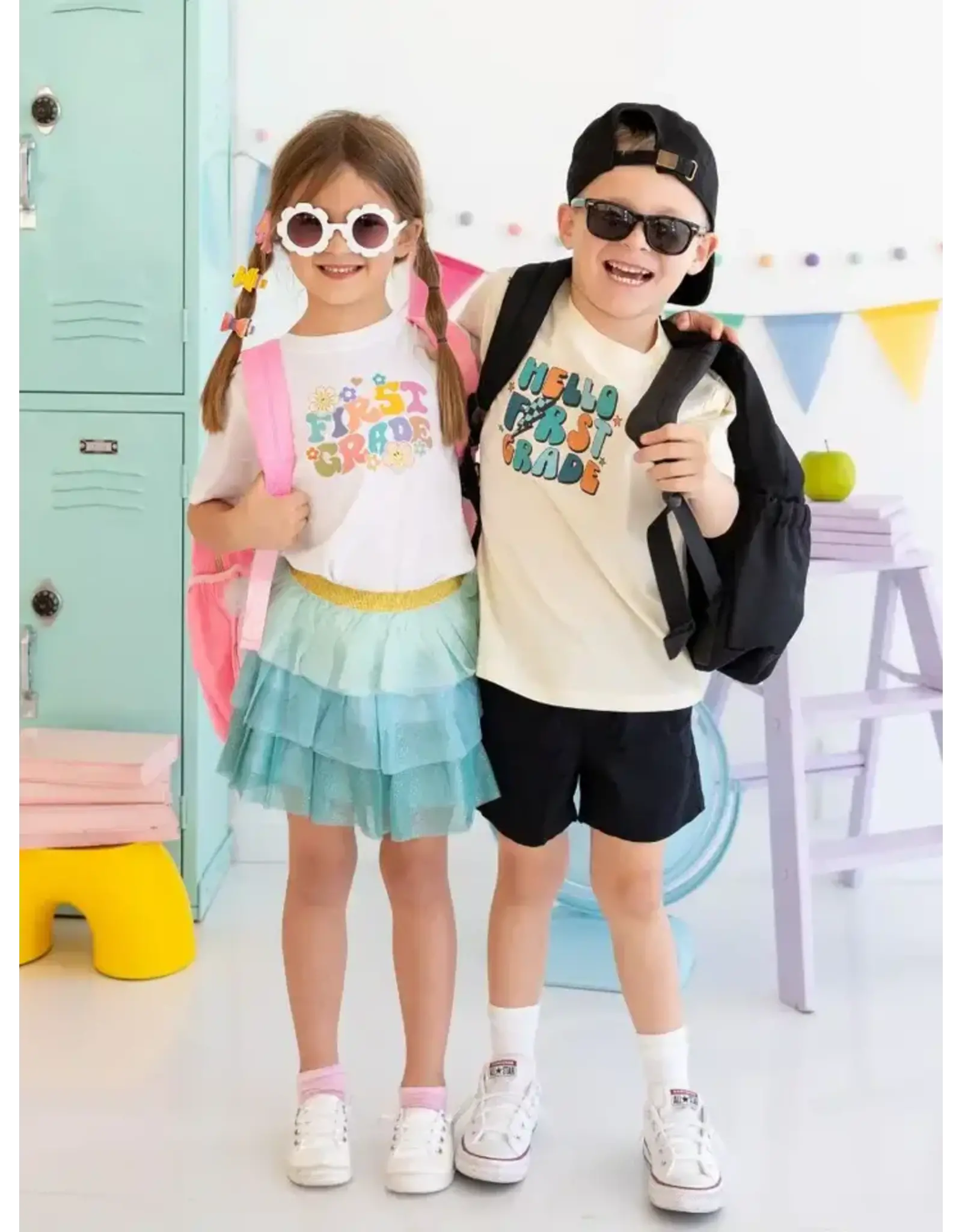 Sweet Wink Sweet Wink- Hello First Grade Shirt: Natural