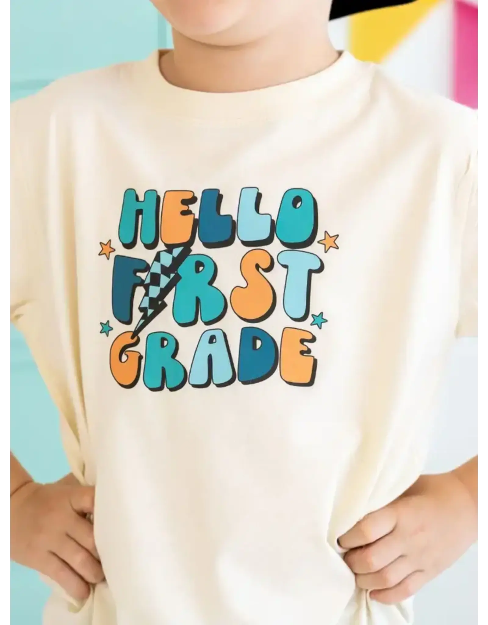 Sweet Wink- Hello First Grade Shirt: Natural