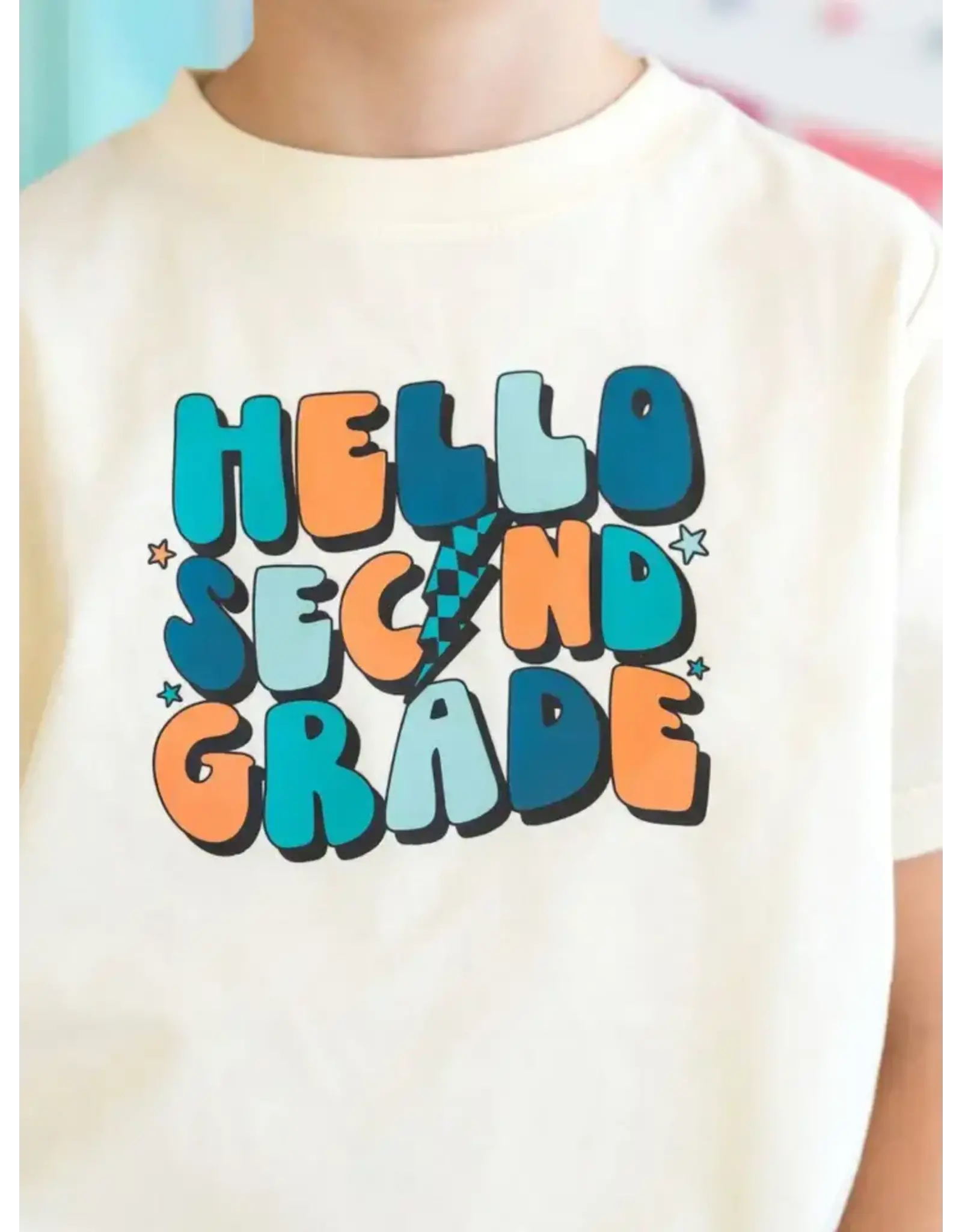 Sweet Wink- Hello Second Grade Shirt: Natural
