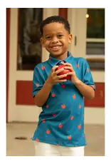 Sugar Bee Clothing Sugar Bee- Red Apples on Navy Polo