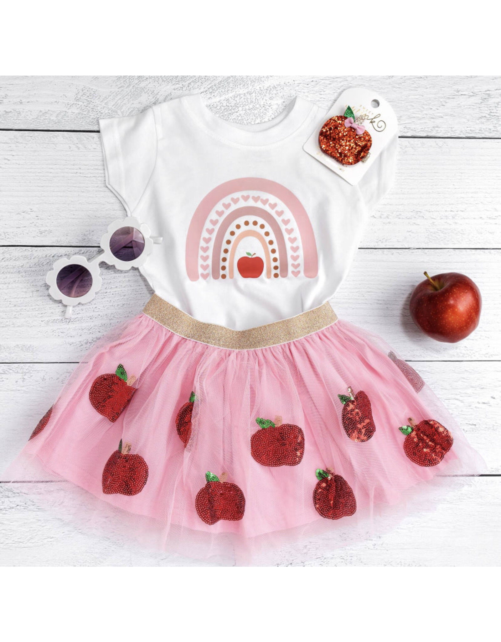 Sweet Wink- Apple Rainbow S/S Shirt- White