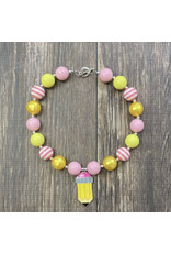 Pencil Pendent Pink & Yellow Chunky Necklace