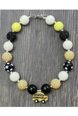 School Bus Pendant Rhinestone Chunky Necklace
