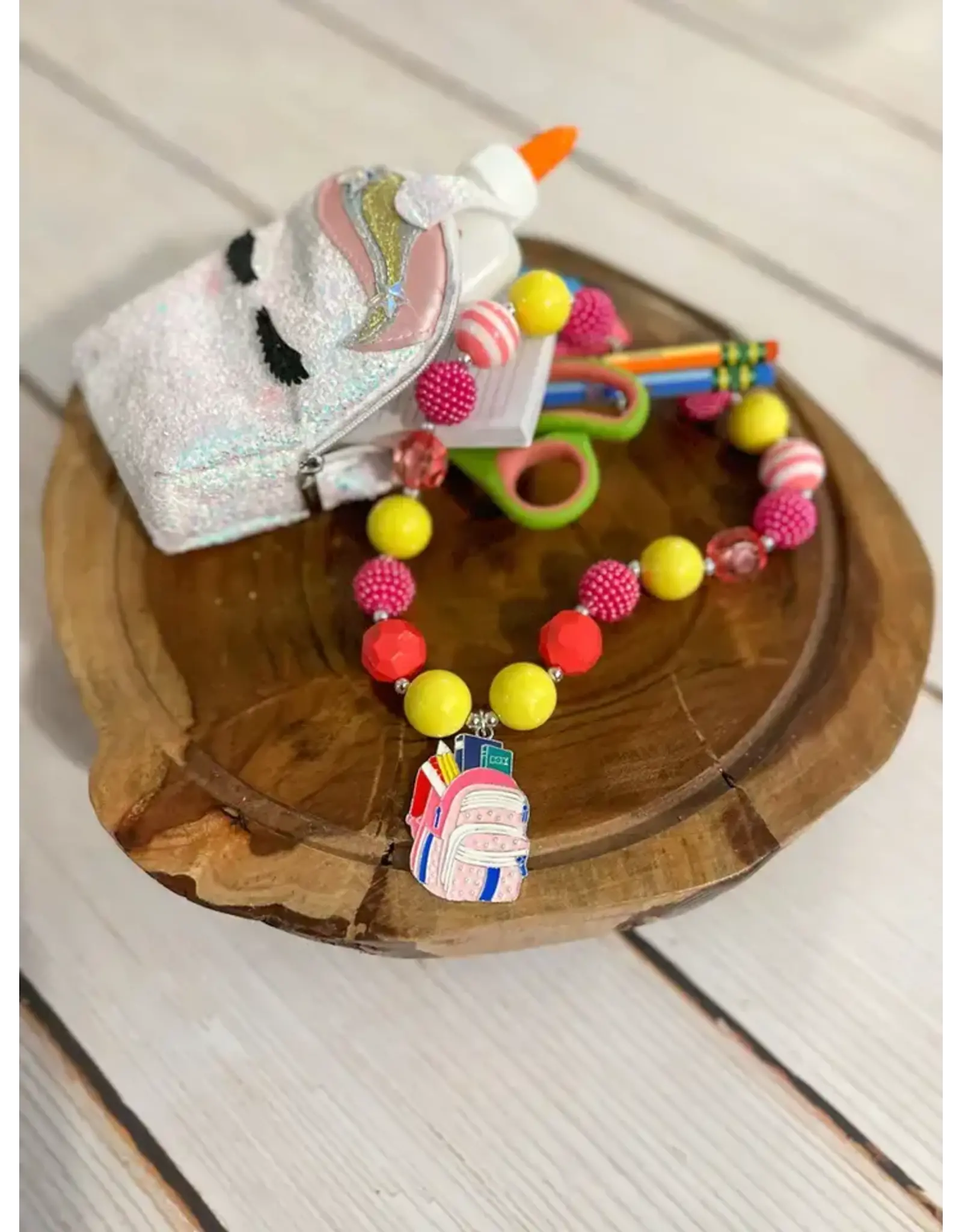Pink & Yellow Backpack Chunky Necklace
