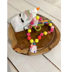 Pink & Yellow Backpack Chunky Necklace