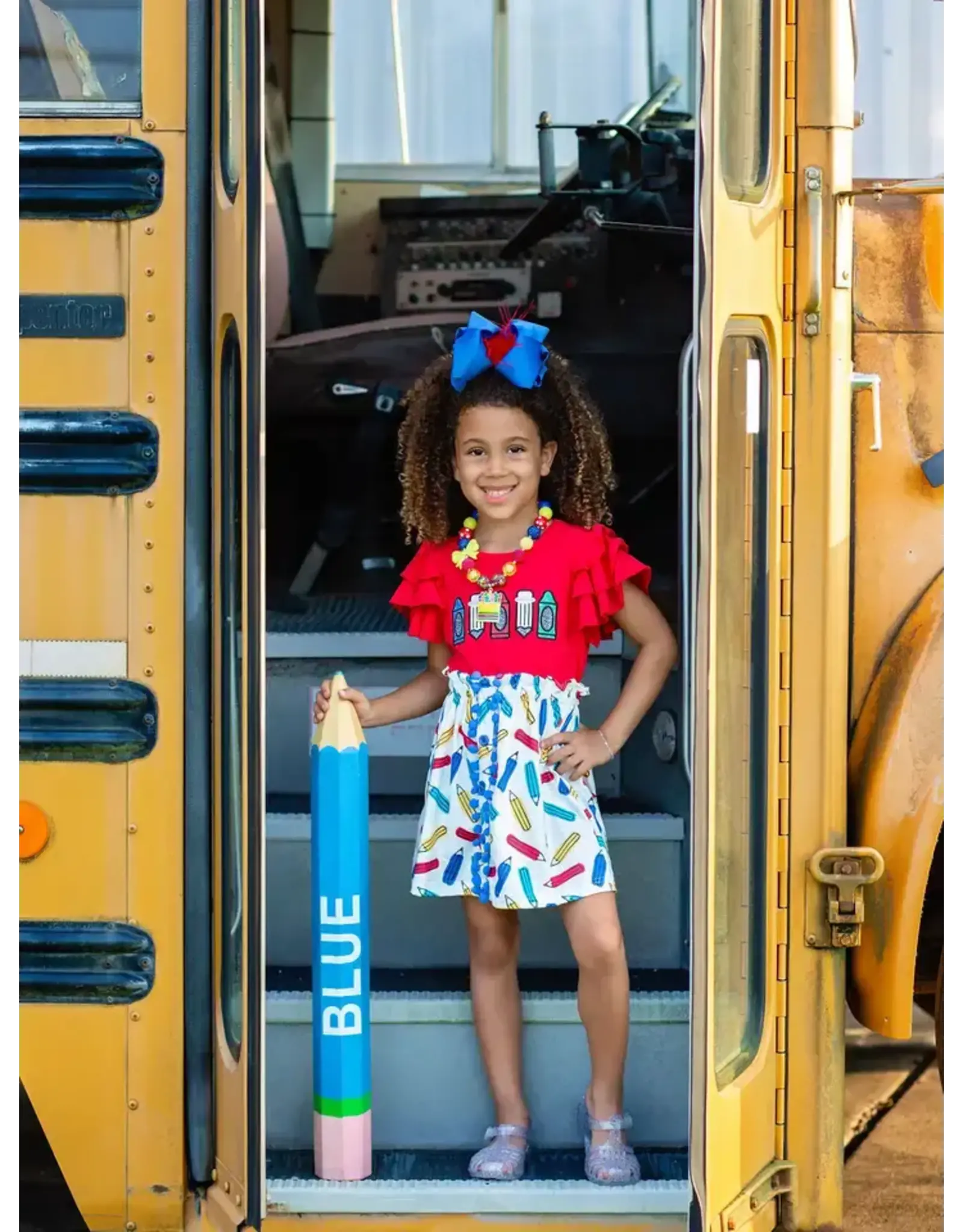 Crazy Crayons & Colored Pencils Ruffled Skirt Set