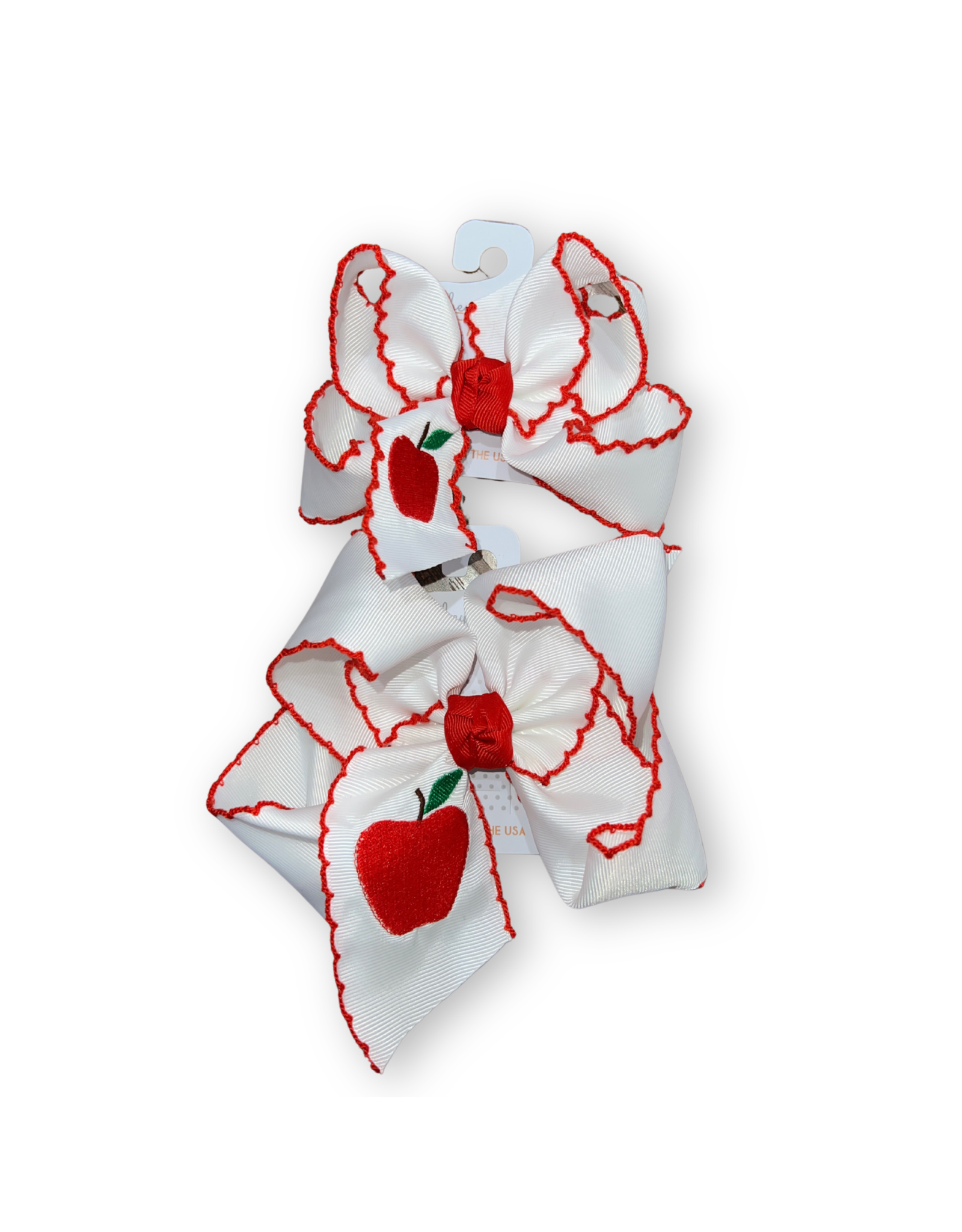 Beyond Creations Beyond Creations- Apple Embroidered Crochet Edge Knot Bow