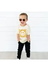 Sweet Wink- Hazel Smiley Check TShirt: Natural