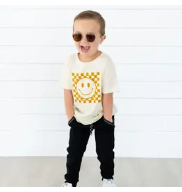 Sweet Wink- Hazel Smiley Check TShirt: Natural