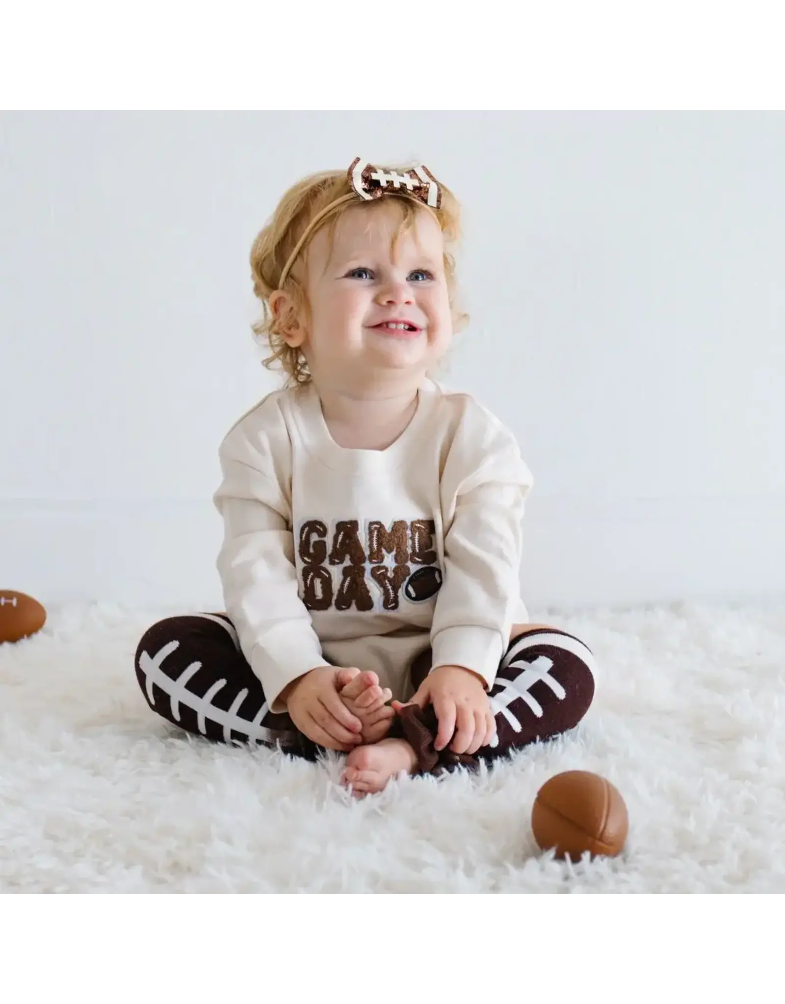Sweet Wink Sweet Wink- GAMEDAY Patch L/S Natural Romper