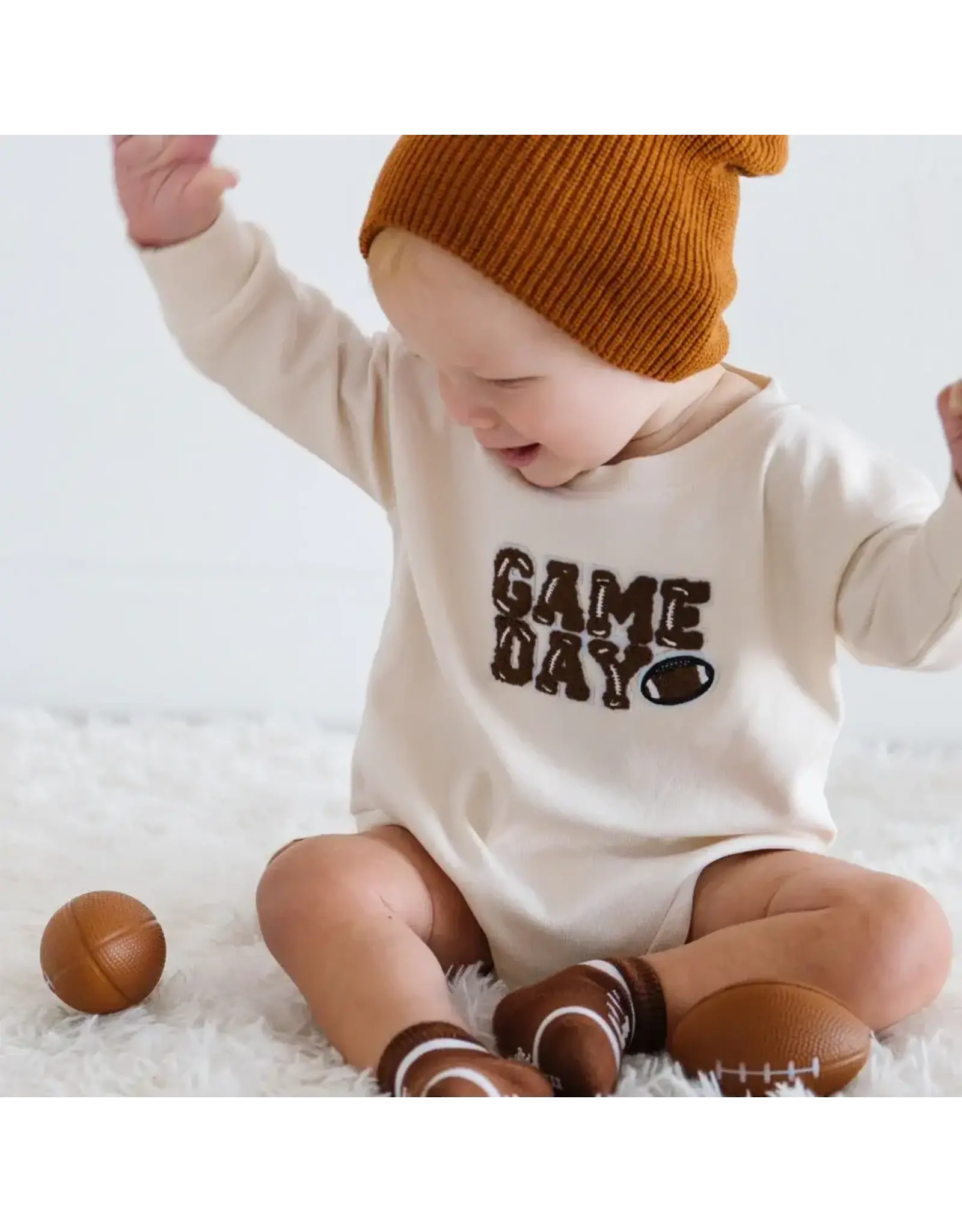 Sweet Wink Sweet Wink- GAMEDAY Patch L/S Natural Romper