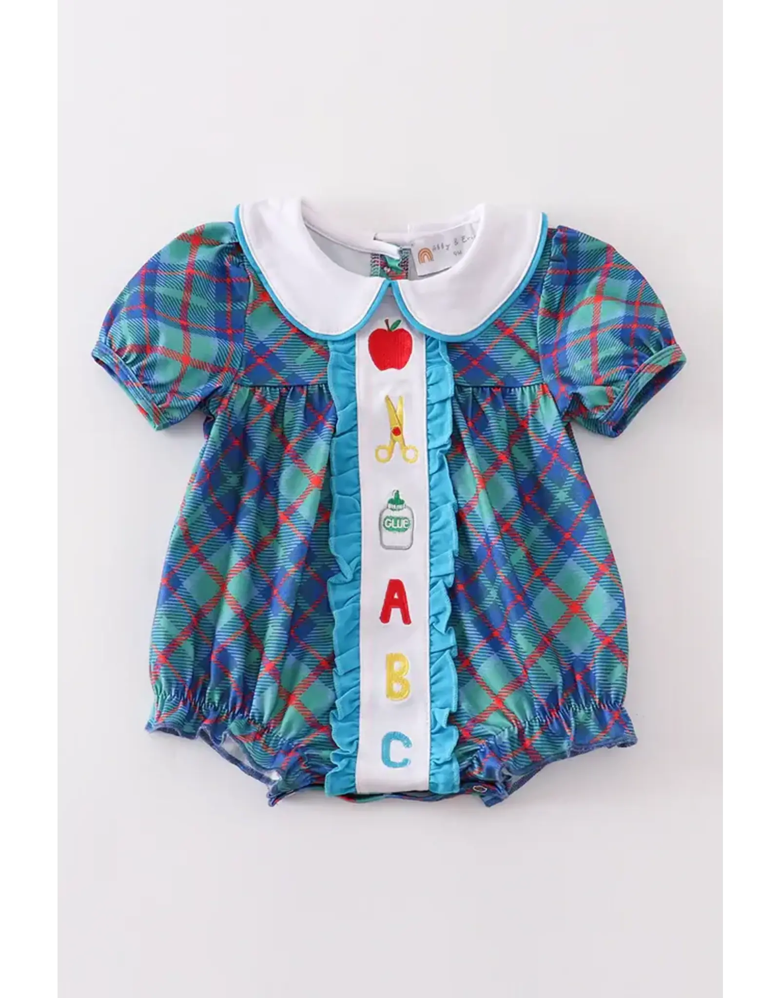 Teal Apple ABC Embroidery Bubble