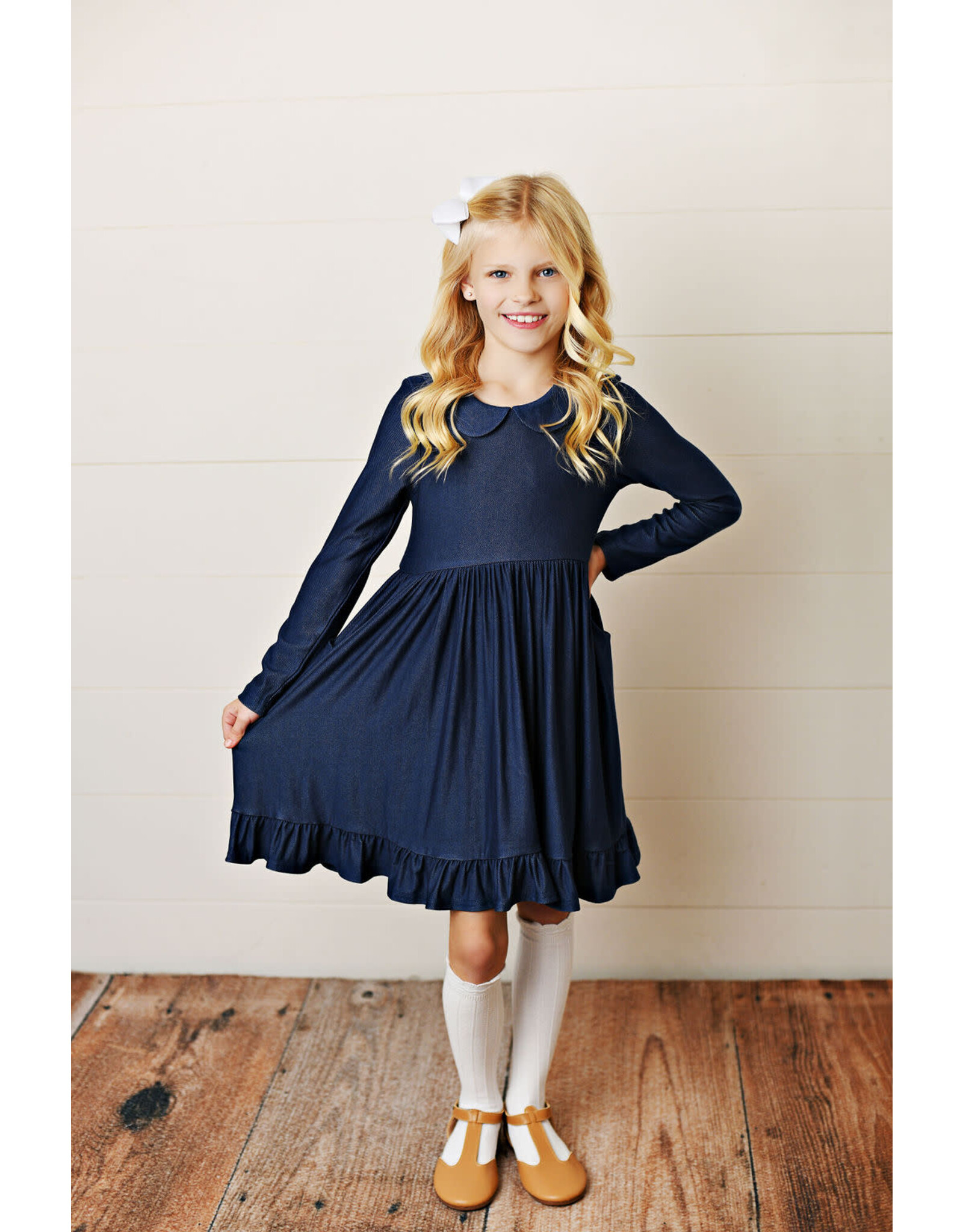 Serendipity Serendipity- Denim Peter Pan Pocket Dress