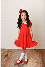 Serendipity Serendipity- Red Peter Pan Collar Pleat Dress
