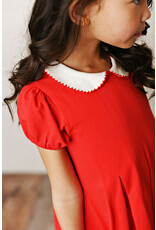 Serendipity Serendipity- Red Peter Pan Collar Pleat Dress