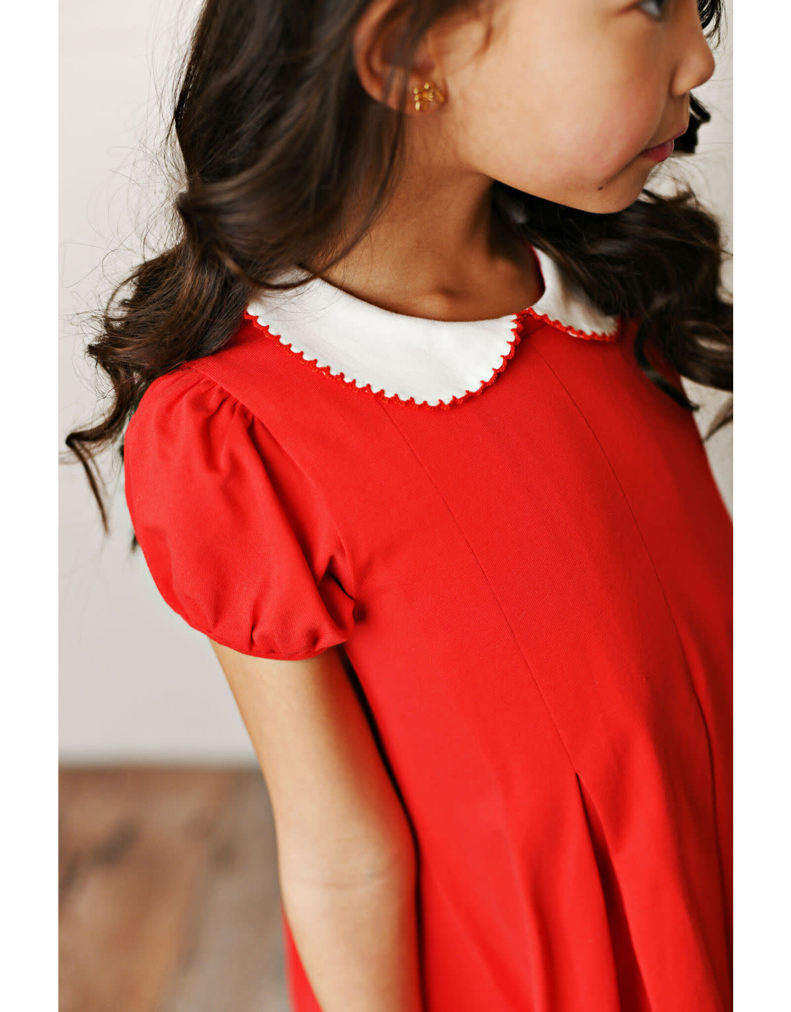 Serendipity Serendipity- Red Peter Pan Collar Pleat Dress