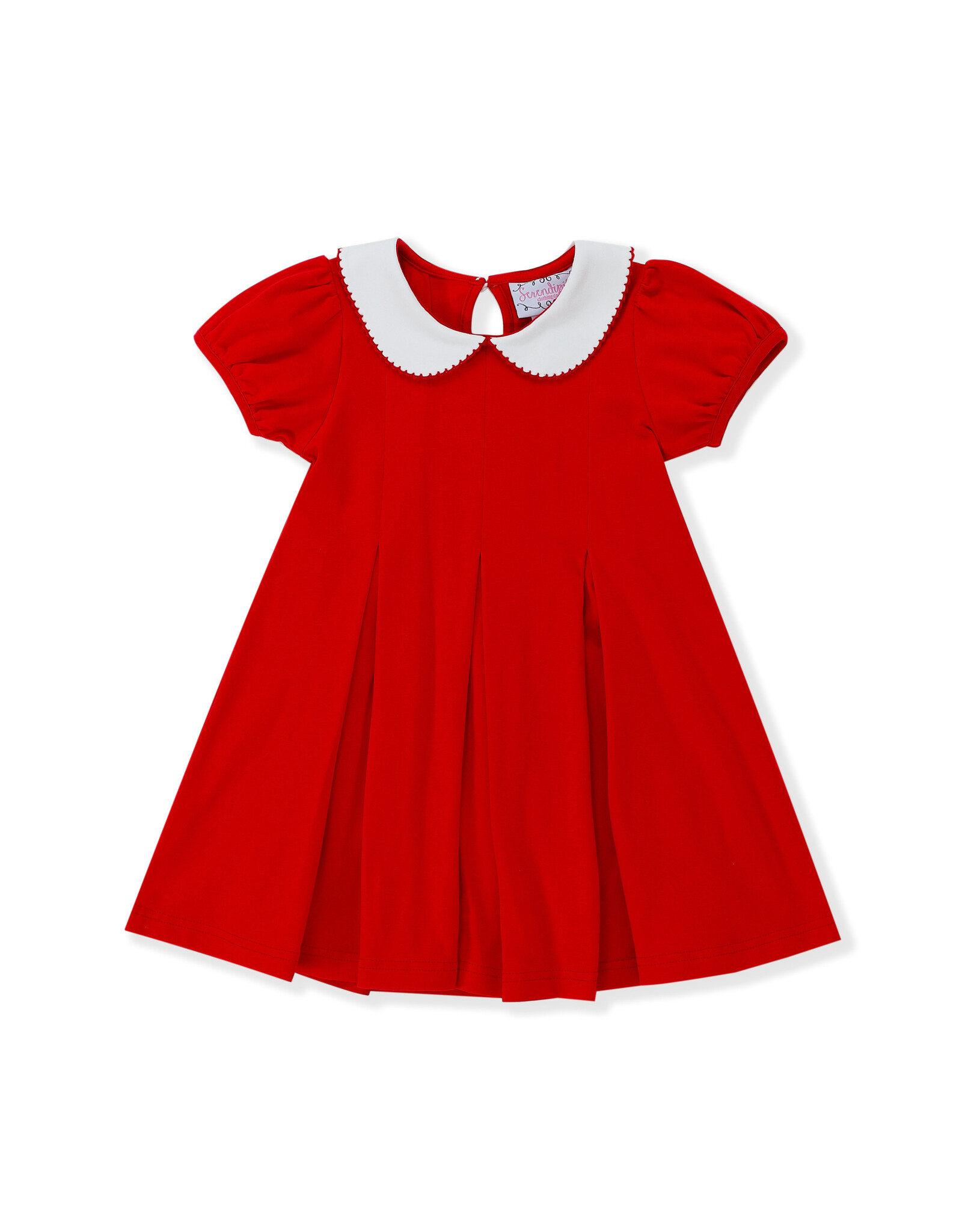 Serendipity Serendipity- Red Peter Pan Collar Pleat Dress