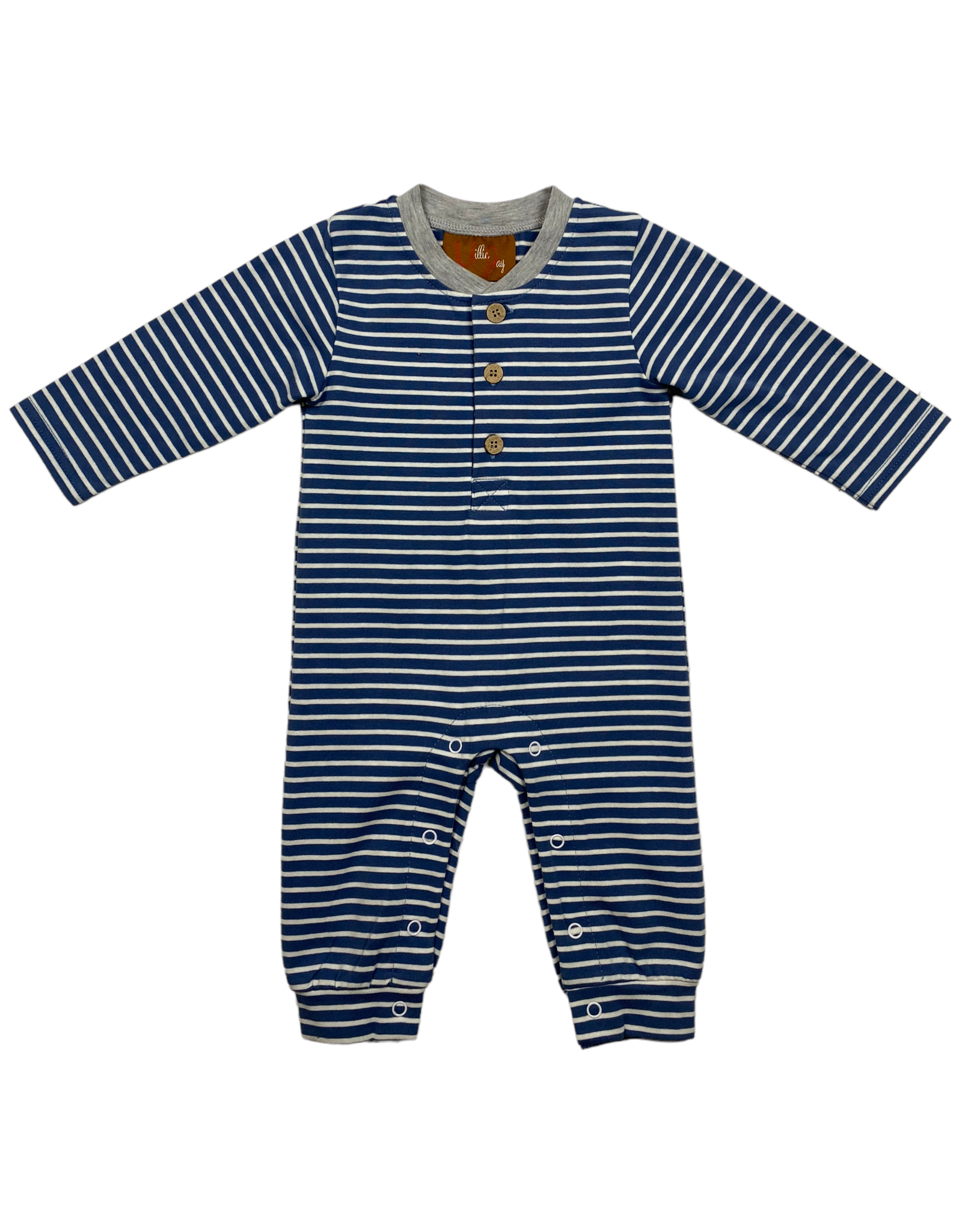Millie Jay Millie Jay- Easton Romper: Blue/Grey