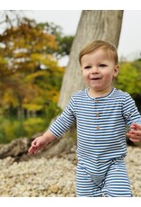 Me & Henry Me & Henry- Mason Romper: Blue/White Stripe