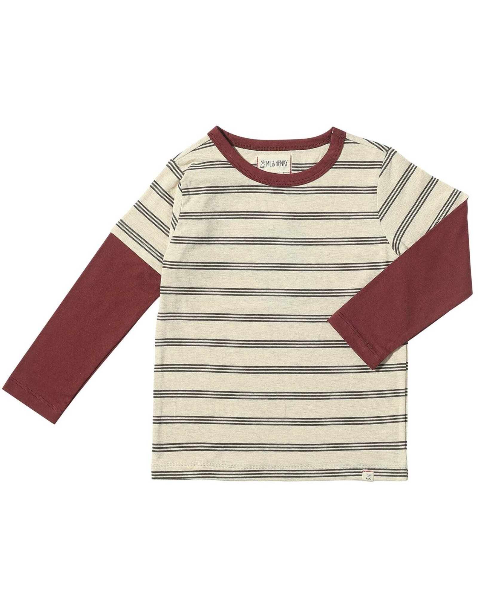 Me & Henry Me & Henry- Cameron Mock Sleeve: Beige/Brown