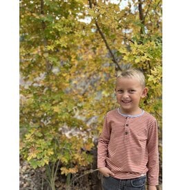 Me & Henry Me & Henry- Mascot Henley: Rust/Wht Stripe