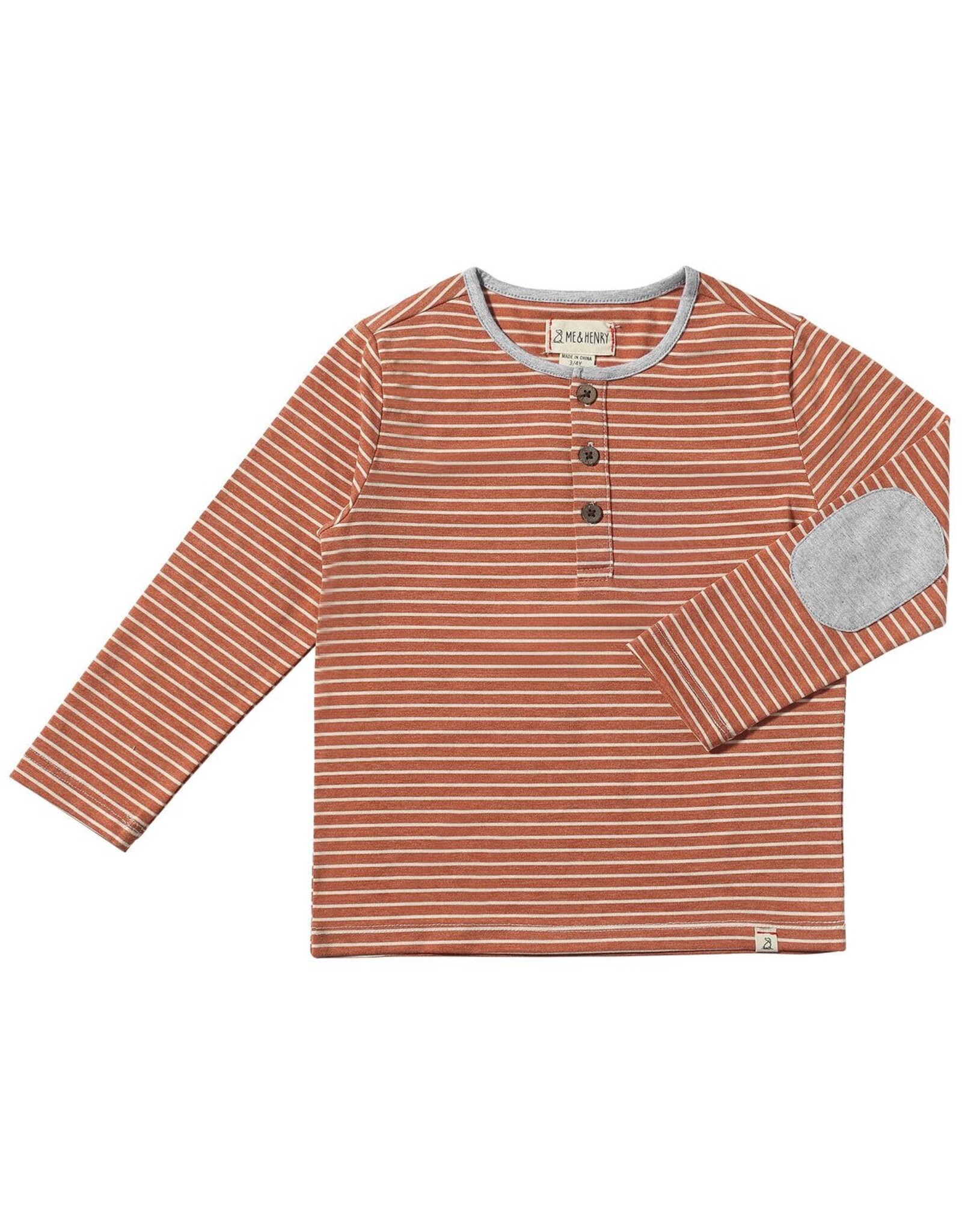 Me & Henry Me & Henry- Mascot Henley: Rust/Wht Stripe