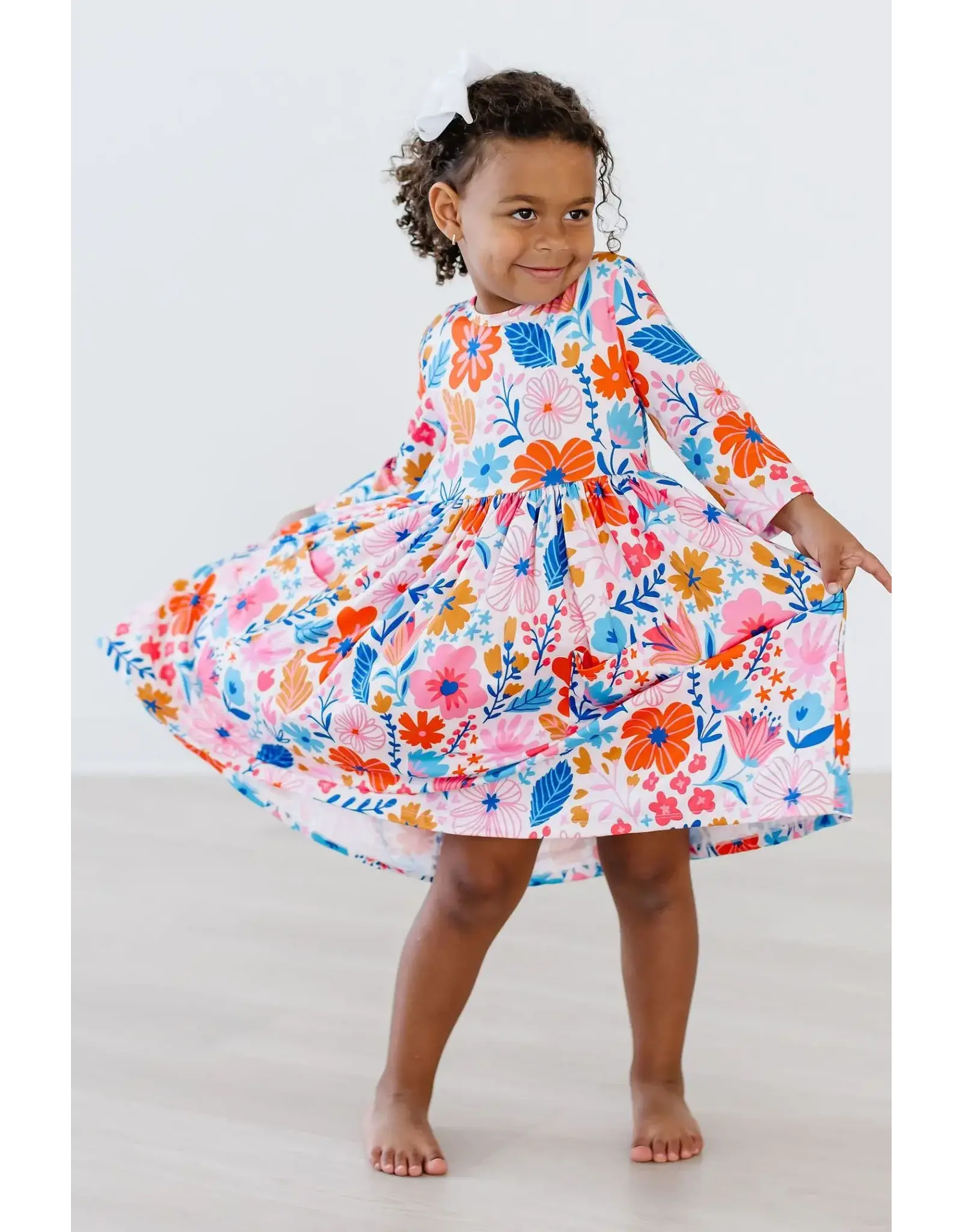 Mila & Rose Mila & Rose- Colorful Carnations 3/4 Sleeve Pocket Twirl Dress