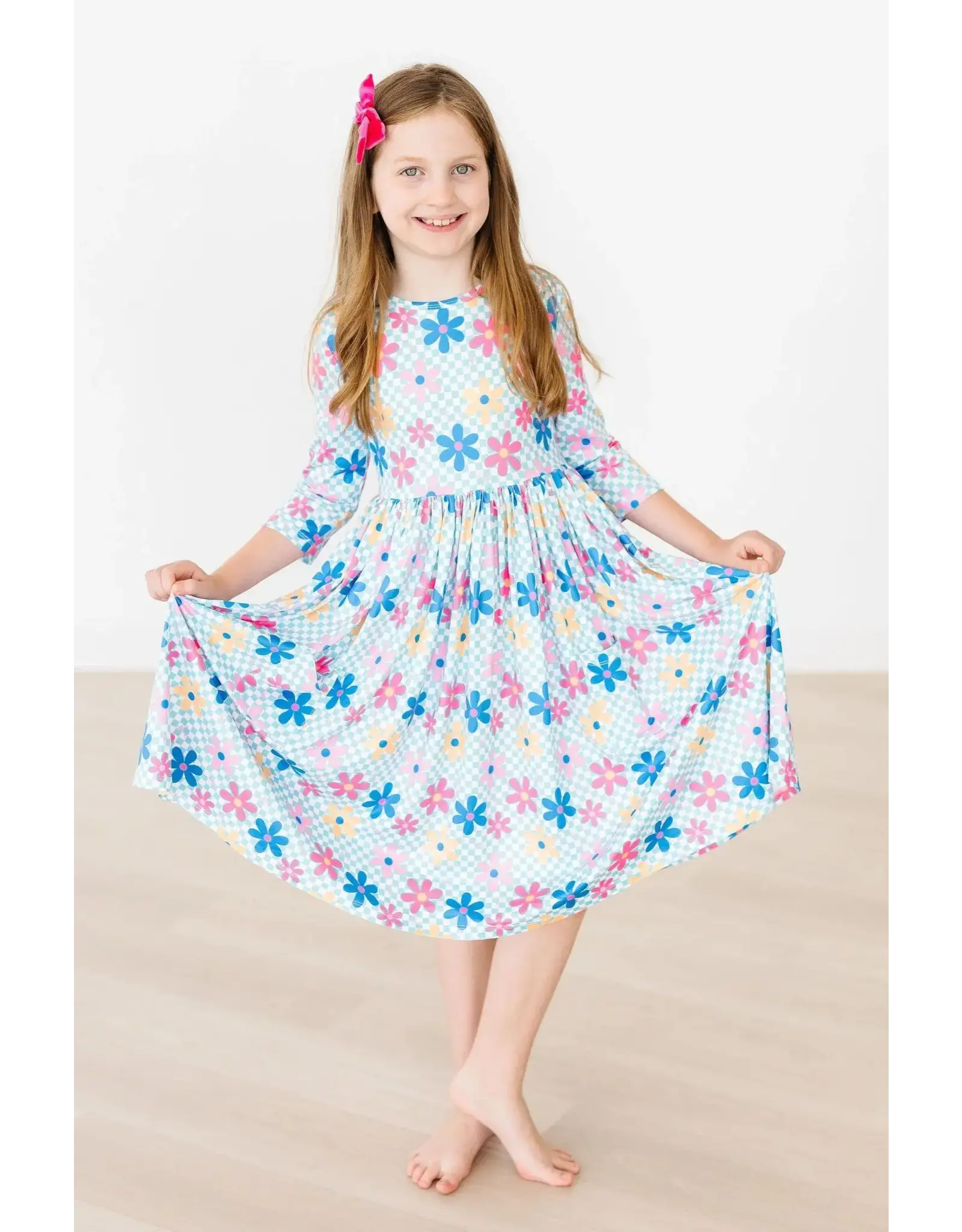 Mila & Rose Mila & Rose- Crazy Daisy 3/4 Sleeve Pocket Twirl Dress