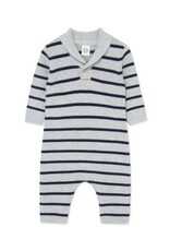 Little Me Little Me- Grey/ Navy Striped Coverall