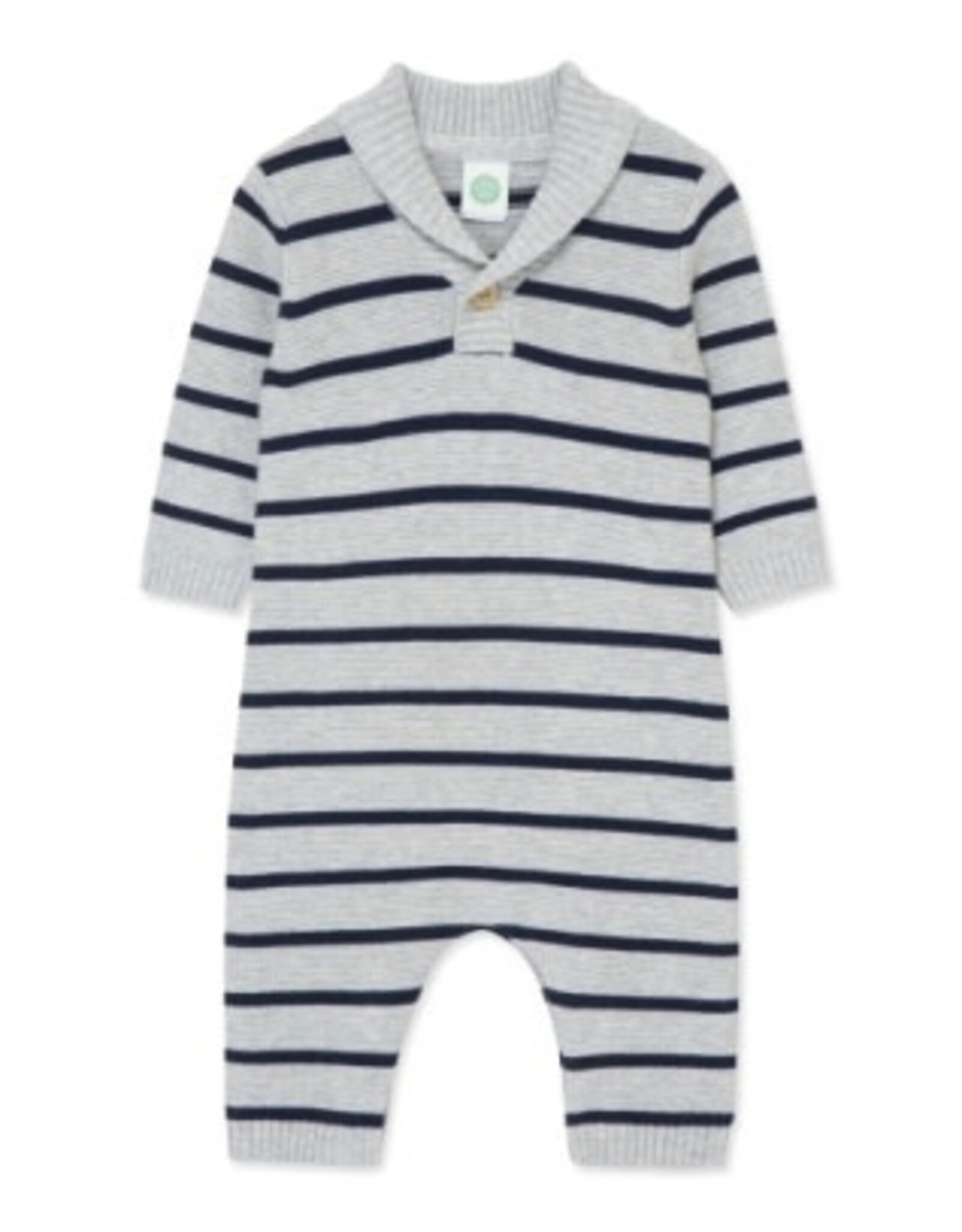 Little Me Little Me- Grey/ Navy Striped Coverall