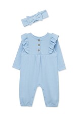 Little Me Little Me- Blue Pointelle Jumpsuit Set