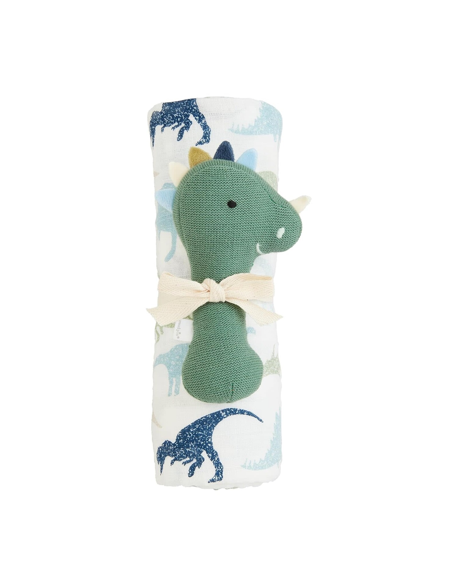 Mudpie Mud Pie- Dino Swaddle & Rattle Set