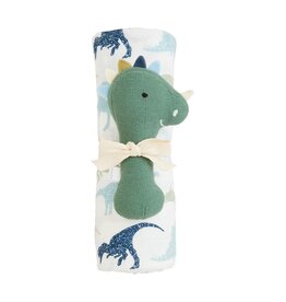 Mudpie Mud Pie- Dino Swaddle & Rattle Set