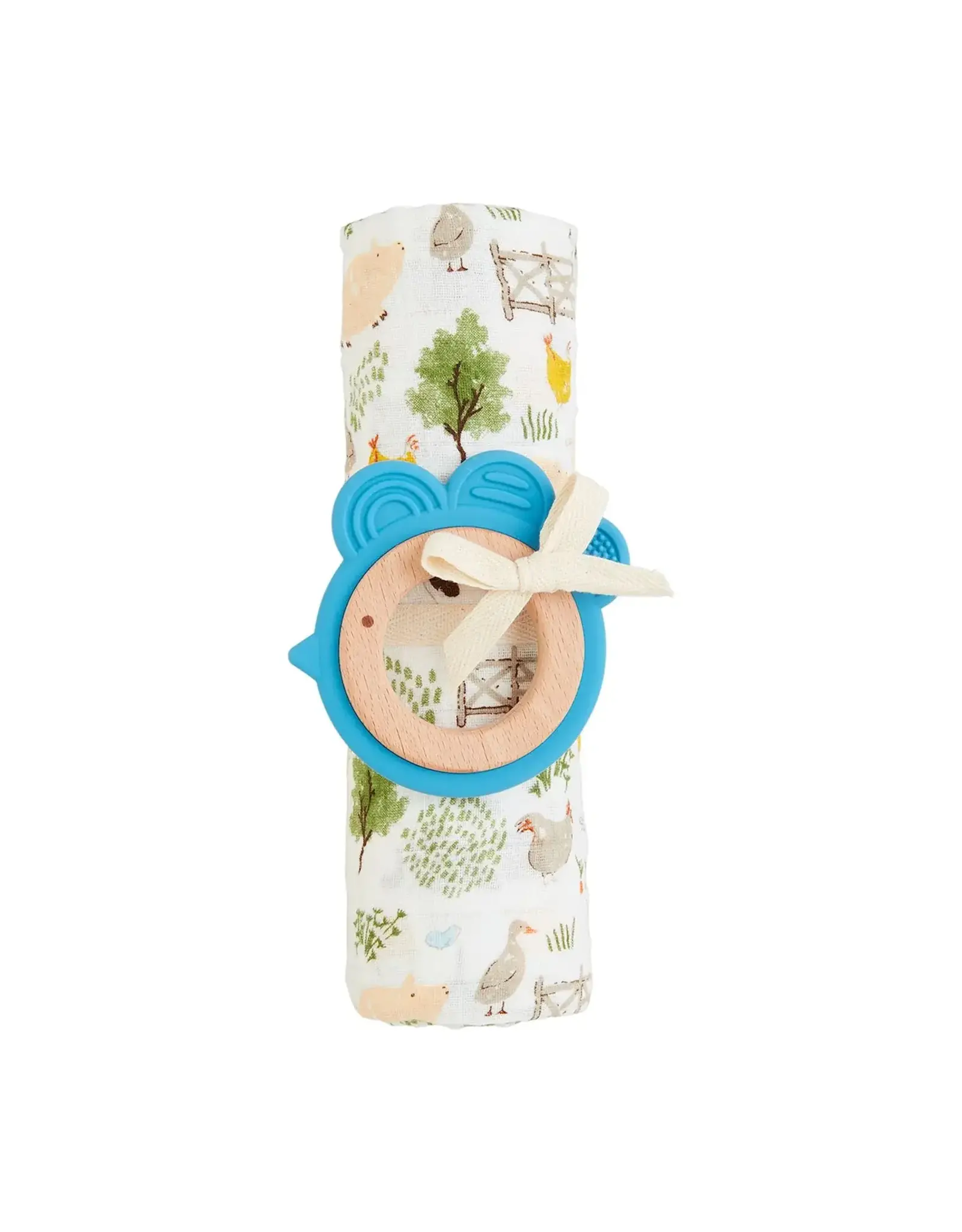 Mudpie Mud Pie- Boy Farm Swaddle & Teether Set