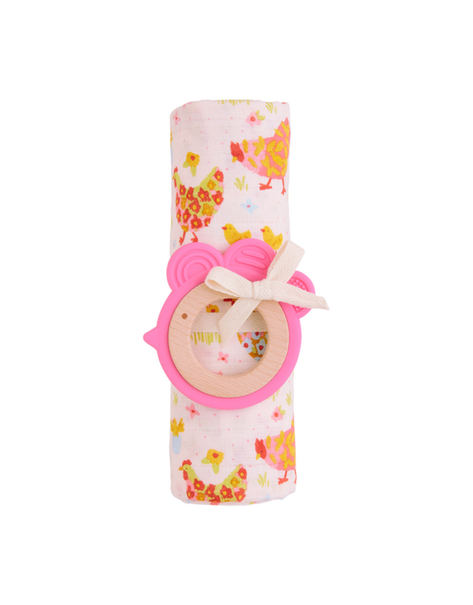 Mudpie Mud Pie- Girl Farm Swaddle & Teether Set