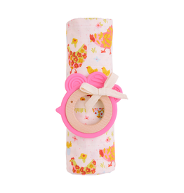 Mudpie Mud Pie- Girl Farm Swaddle & Teether Set