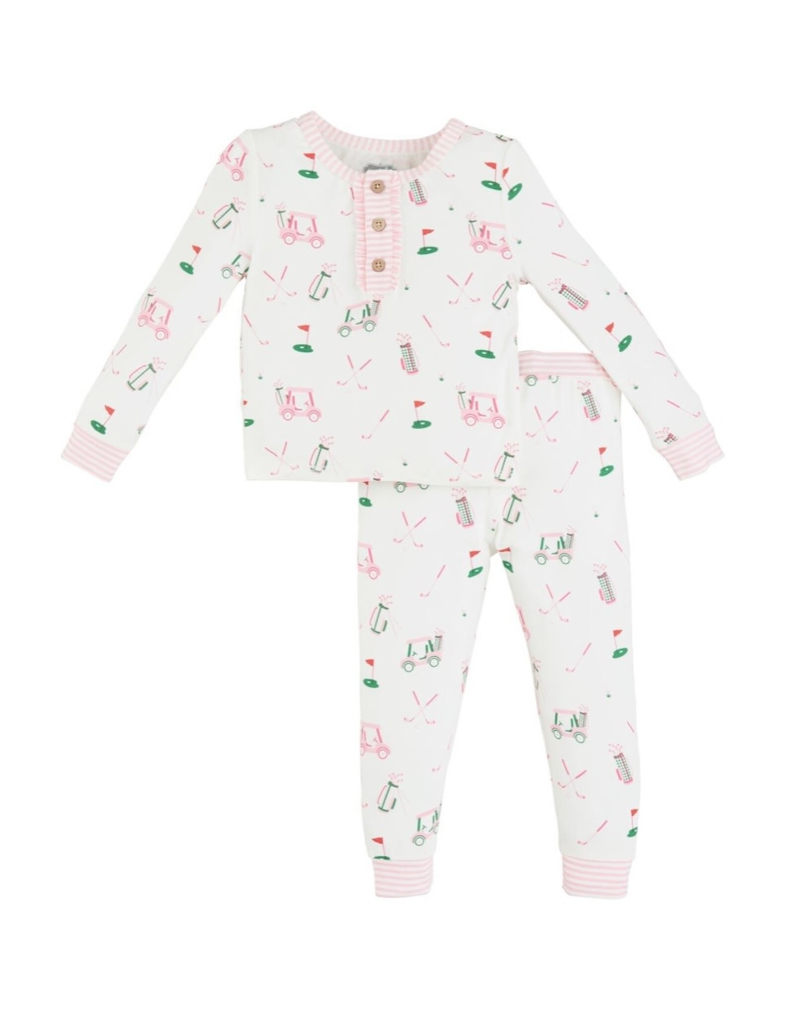 Mudpie Mud Pie- Pink Bamboo Golf Pajama Set