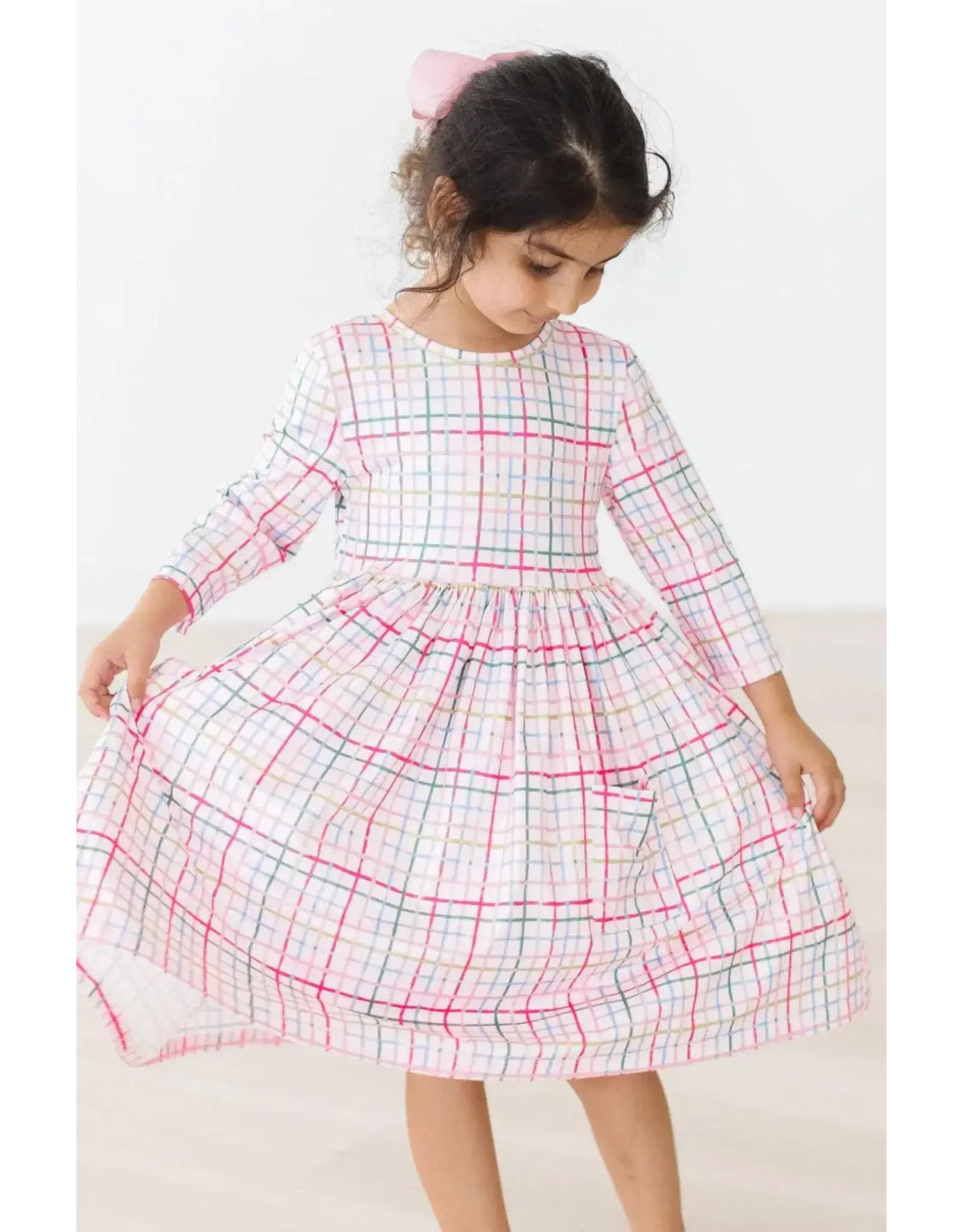 Mila & Rose Mila & Rose- Pink Plaid Pocket Twirl Dress