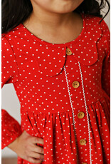 Swoon Baby Swoon Baby- Holiday Ditsy Dottie Picot Trim Dress