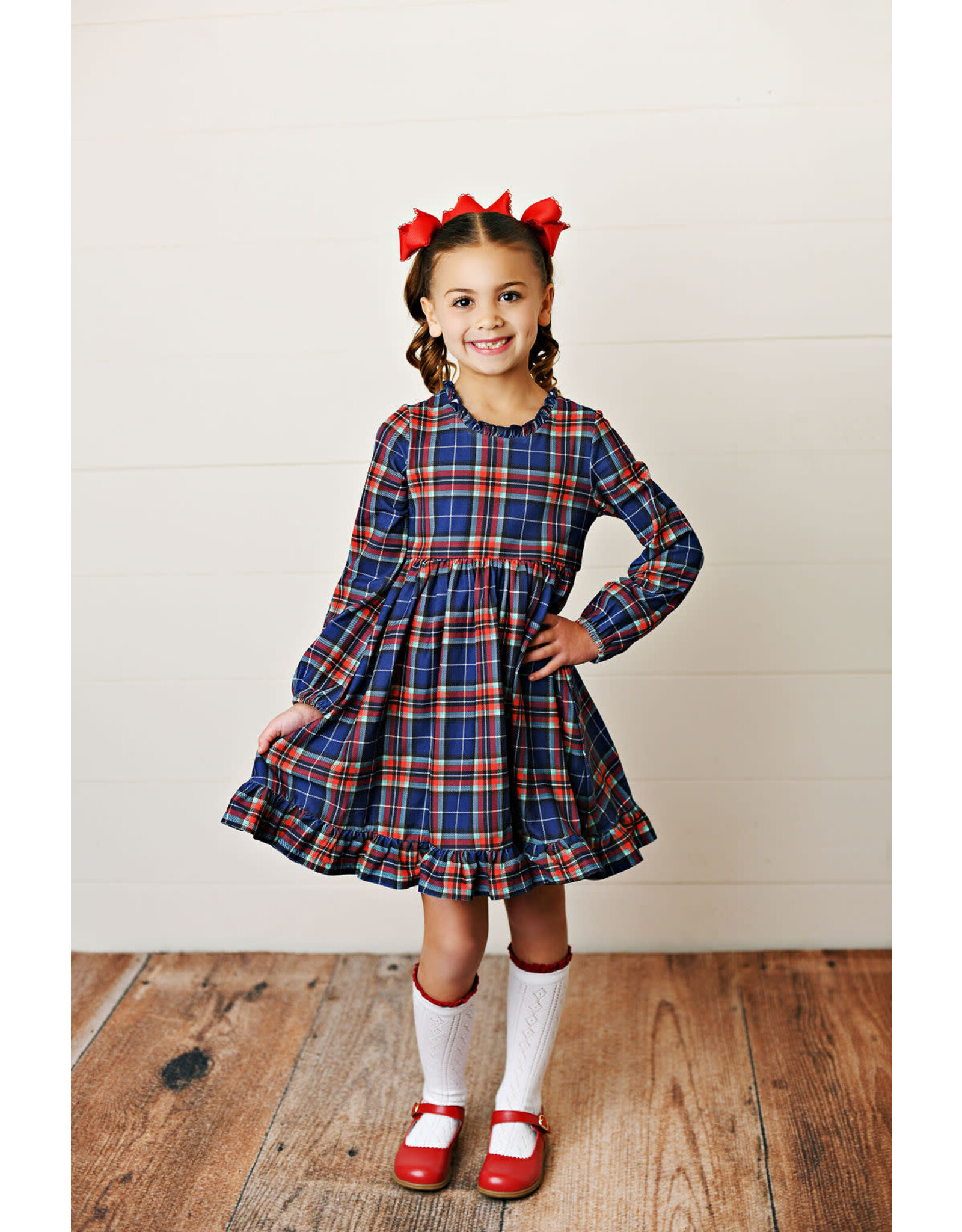 Swoon Baby Swoon Baby- Perfectly Plaid Navy Twirl Dress