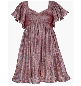 Bonnie  Jean Bonnie Jean-  Metallic Flutter Boudre Dress